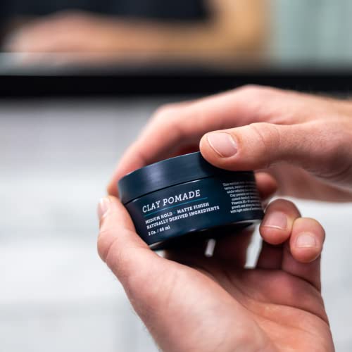 Oars + Alps Clay Hair Pomade for Men with Biotin, Kaolin Oil, Bentonite Clay, Jojoba Oil, Vitamin B7 & B5, Promotes Hair Growth, Medium Hold, Matte Finish, Reduces Frizz, 2.4oz