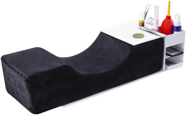 Koolouispoper Grafted Eyelash Extension Pillow Neck Support Eyelash Pillow Soft Memory Foam U Shape Lash Pillow Makeup Salon with Pocket (Black)