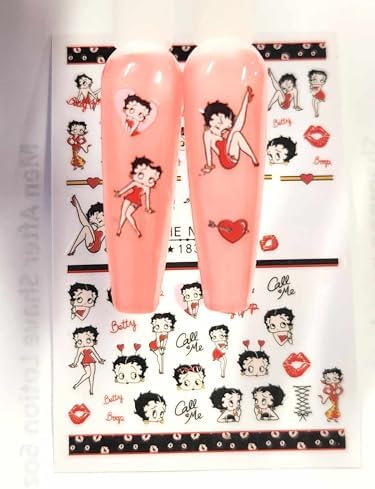 Extravaganza Nails Cartoon Nail Art Stickers, Heart and Kiss Design Decals for Fingers and Toes Style 183