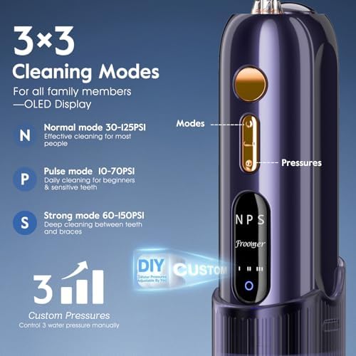 Portable Water Flosser, Mini Water Flosser with 2 Detachable Water Tank for Travel Size,4 Jet Tips and 3 Mode Water Dental Flosser Suit Travel/Home