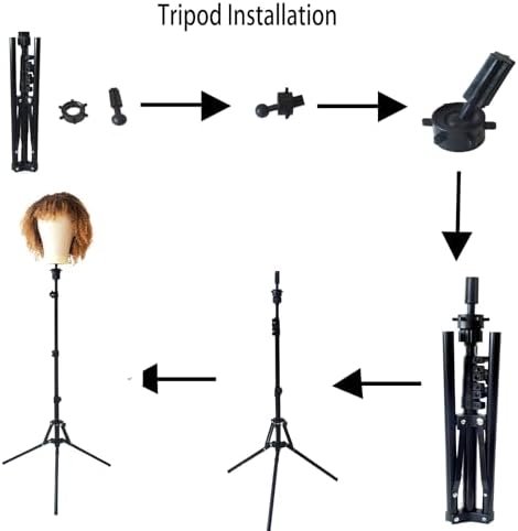 Wig Stand with Head 23 Inch Canvas Mannequin Head with Stand for Wigs Height Adjustable Tripod Wig Head Stand Wig Holder for Hair Styling with Extra Clamp Stand