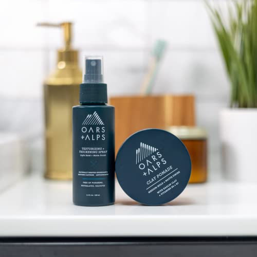 Oars + Alps Clay Hair Pomade for Men with Biotin, Kaolin Oil, Bentonite Clay, Jojoba Oil, Vitamin B7 & B5, Promotes Hair Growth, Medium Hold, Matte Finish, Reduces Frizz, 2.4oz