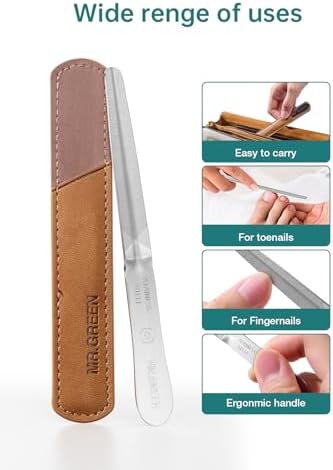 MR.GREEN Curved Nail File – Double-Sided Metal Nail File for Men & Women with Protective Travel Case, Ergonomic Anti-Slip Handle, Washable & Reusable, for Fingernails & Toenails