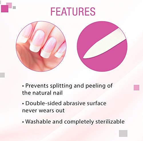 Nail Tek Crystal File - Glass Nail File with Case, Durable and Gentle for Healthy Nails and Cuticles - Travel-Friendly Design, Fuchsia, Medium 5"