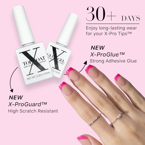 SXC Cosmetics X-Pro Tips French Tip Press On Nails - Bright Pastel Glow in the Dark Series (GLOW113KIT-XS Square)