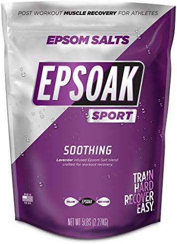 Epsoak Sport Lavender Epsom Salt for Athletes - 5 lbs. Soothing Therapeutic Soak with Lavender Essential Oil
