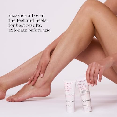 This Works Perfect Heels Rescue Balm: A Natural Vegan Formula to Nourish, Repair and Moisturise with Cotton Thistle, Lemon and Lavender Essential Oils, Silicone Free, 75ml