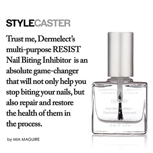 Dermelect Resist Nail Bite Inhibitor + Treatment Anti Aging Nail treatment for Strengthening & Restorative for Nail Biting, Thumb Sucking Weak Nails Hard to Grow Nails Women Men and Children 0.4 oz