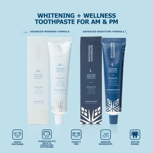 SNOW Infusions Whitening Toothpaste, Advanced Morning Formula with Hydroxyapatite, CoQ10, Vitamins B12 and B6 for Energy Boost, Teeth Whitening Toothpaste - Advanced