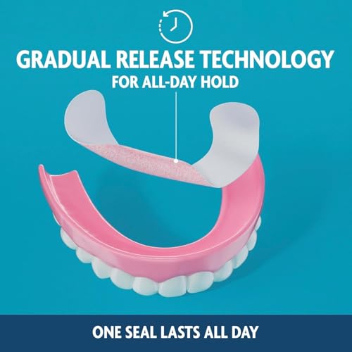 Sea-Bond Secure Denture Adhesive Seals, Fresh Mint Uppers, Zinc-Free, All-Day-Hold, Mess-Free, 30 Count (Pack of 4)