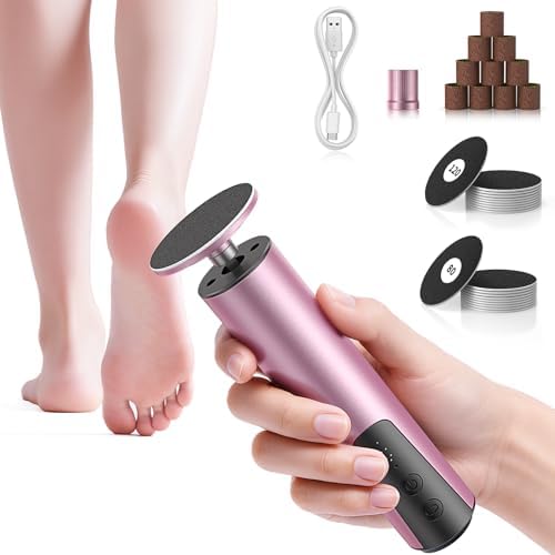 Upgrade Wireless Electric Callus Remover for Feet, 2 in 1 Rechargeable Electric Foot File Grinder for Heel Hand with 6 Speed and Sandpaper, Pedicure Tool for Feet Dead Skin
