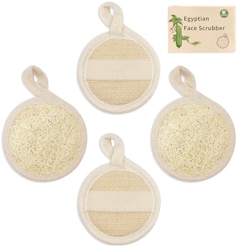 Loofah Face Scrubber Made with Natural Egyptian Shower Luffa Sponge(6Pack),Exfoliating Facial Scrub Pads Facial Sponge for Women