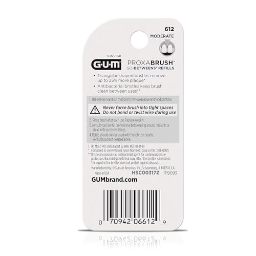 GUM Go-Betweens Proxabrush Refills Moderate [612] 8 Each (Pack of 5)