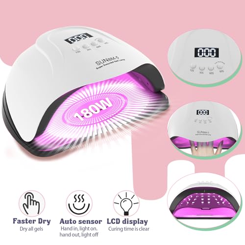 Acrylic Nail Kit, Acrylic Nail Set with Drill and UV Light,Professional Colored Acrylic Nail Powder Nail Starter Kit Decoration Tools with Everything for Beginners Full Acrylic Nail Supplies