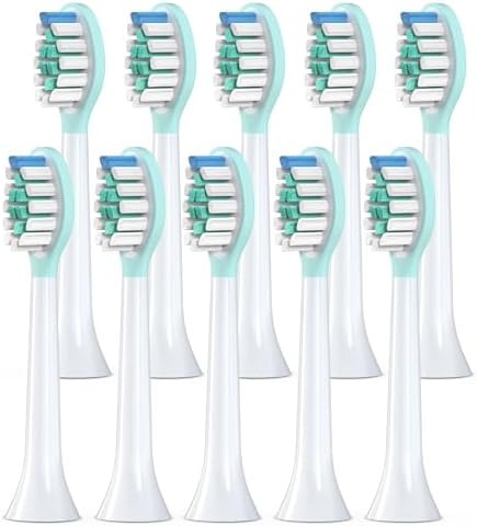 Replacement Toothbrush Heads for Philips Sonicare Electric Toothbrush, 2-in-1 Tongue Cleaner, 10 Pack, Mint Green,Suitable for Philips Sonicare Heads, C2, C1, C3, W1, W2, W3, G1, G2, G3