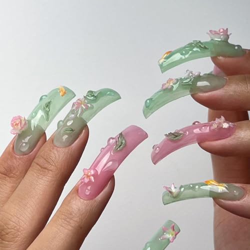 Curved Square Nail Tips Press on Full Cover Nails, Extra Curve Clear XXL Square Nail Tips Long XL Acrylic Fake Nails Extension, French False Nail 12 Sizes 240pcs