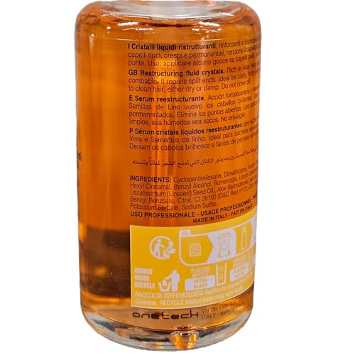 Fanola Restructuring Anti Frizz Hair Serum - Liquid Crystals Hair Care Enriched with Aloe Vera & Linseed Oil for Split End Repair - Strengthens & Detangles Curly, Frizzy & Permed Strands (3.38 Fl oz)