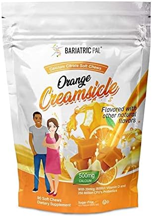BariatricPal 90-Day Bariatric Vitamin Bundle (Multivitamin ONE 1 per Day! Capsule with 45mg Iron and Calcium Citrate Soft Chews 500mg with Probiotics - Orange Creamsicle)