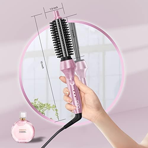 DAN Technology Curling Iron Brush, 1 inch, Ceramic, Pink, Adjustable Temperature, Dual Voltage, Fast Heating, Anti-Scald, Safety Auto Shut Off, for Curly Hair, HAIR IRON