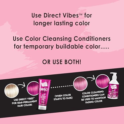 Direct Vibes Semi-Permanent Hair Color, Magenta, Vibrant & Long-Lasting Shade, Ammonia-Free, Vegan, Sulfate-Free, Paraben-Free, 8 fl oz