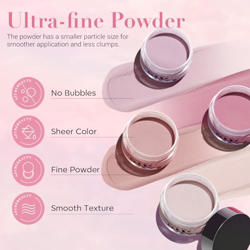 AZUREBEAUTY 30Pcs Dip Powder Nail Kit with Matte Top Coat, 8 Neutral Nude Lilac Colors, Starter Set