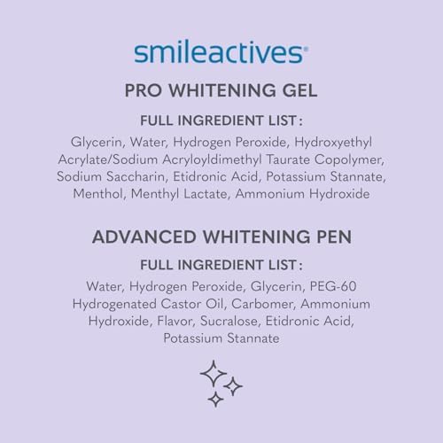 Smileactives Teeth Whitening Kit, Complete at Home Teeth Whitening Treatment, Travel Size Tooth Whitening, Stain Remover for White Teeth, Contains Clinical-Grade Hydrogen Peroxide, 60 Day Kit