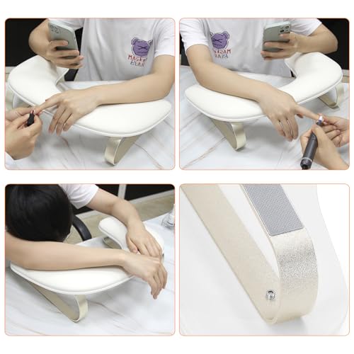 Arm Rest for Nails Tech Upgraded 10° Inclined, U-Shaped Manicure Nail Arm Rest Stand, Nail Armrest for Nail Tech Hand Rests with Aluminum Alloy Holder Non-Slip