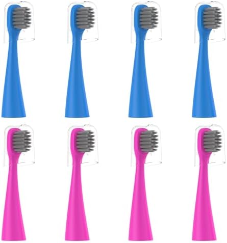 Replacement Toothbrush Heads 8 Pack for Burst Kids Electric Toothbrush, Blue and Pink