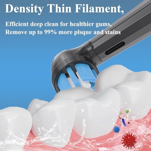 Replacement Toothbrush Heads for Oral b iO 10, 9, 8, 7, 6, 5, 4, 3 Series, Compatible with io Full Lineup, Dupont Soft Bristles, 8 Pack, (Black)