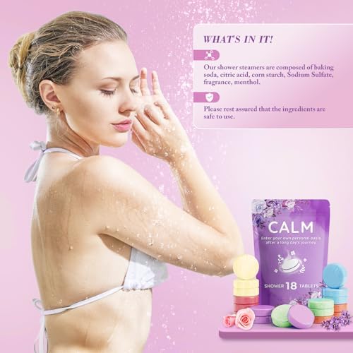 DeckTheHalls 18 Pack Shower Steamers - Mother's Day Presents - Shower Bombs with Lavender Mint Rose Coco Sea Grapefruit Natural Fragrance, Self Care & Relaxation Presents for Women and Men