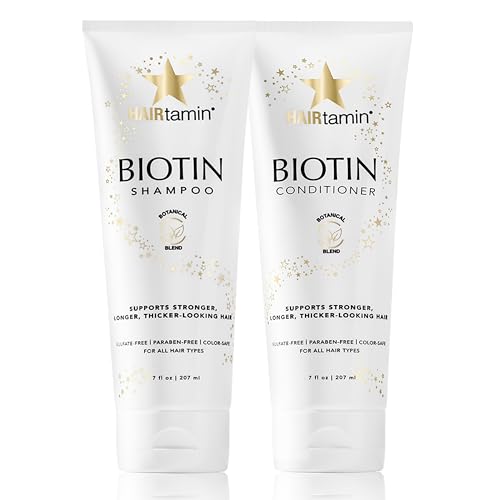 HAIRtamin Shampoo and Conditioner Set - Paraben & Sulfate Free, Volumizing & Moisturizing, Natural Biotin Shampoos and Conditioners, Gentle Moisturizer on Curly & Color Treated Hair