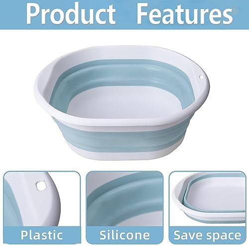 Portable Pool Foot Bath,Collapsible Pool Foot Wash Basin Tub,Foot Bath Basin for Above Ground Swimming Pools Accessories (Blue Baths)