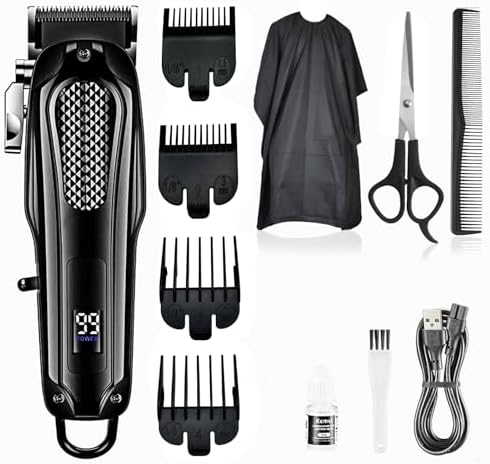 Hair Clipper for Men Professional,Cordless Clipper for Hair Cutting,Rechargeable Corded Barber Hair Trimmer&Beard Trimmer,Haircut Grooming Kit for Men/Women/Kids (Black)