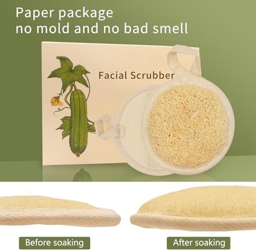 Natural Loofah Facial Scrubbers(6Pack),Made of Natural Shower Luffa Sponge for Women Gets Your Face Clean