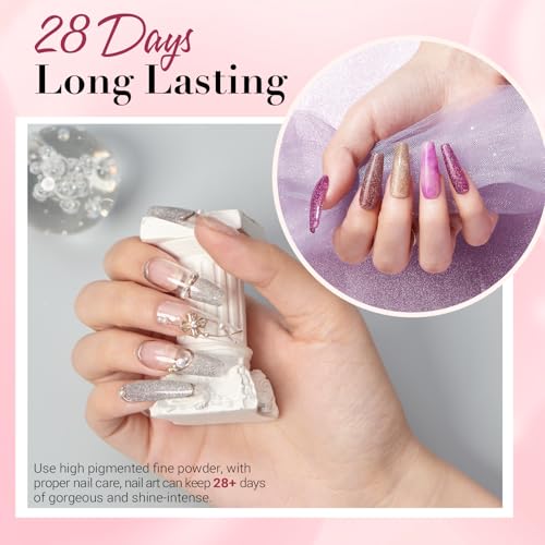 AZUREBEAUTY Dip Powder Nail Kit 16 Colors Glitter Pink with Top/Base Coat Activator Nail Remover Professional Dip Powder Liquid Set for Home Salon Gifts