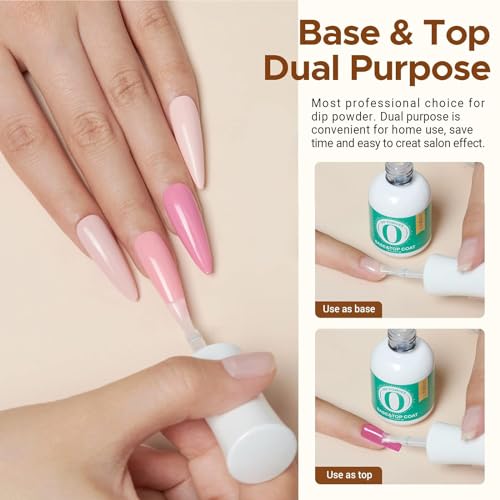 AZUREBEAUTY 3 Pcs Dip Powder Liquid Set, Base Top Coat with Activator Matte Coat Comprehensive Professional Dipping Powder Essential Set for Dip Nail Art, 15 ml 0.5 Oz Fast Dry No Nail Lamp Needed