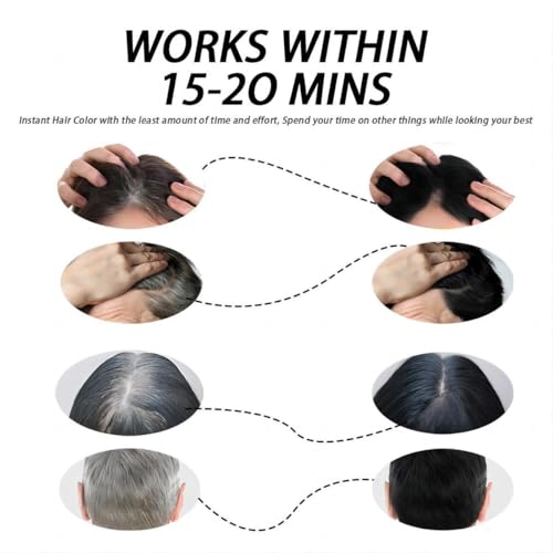 Hair Dye Shampoo 3 in 1, Instant Herb Ingrident Hair Dye to Cover Gray Hair, Long-lasting & Natual, Wine Red, 400 ML