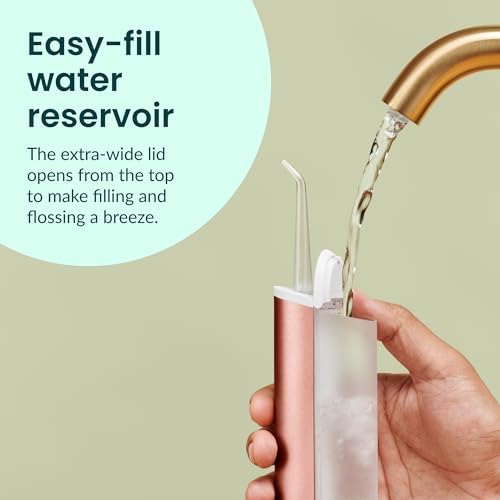 quip Water Flosser with Replacement Tip - Cordless Water Flosser with Adjustable Pressure - Teeth Cleaner Pick with 360 Degree Rotating Replaceable Tip, Rechargeable Water Dental Pick - Copper