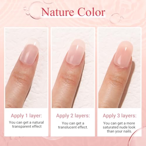 AZUREBEAUTY Translucent Dip Powder - Nail Bed Color 2Oz/56g, Sheer Nude Semi-transparent Clear Soft Peach Pink Dipping Powder Crystal Natural Nail Art Starter Manicure Salon DIY Home for Starter Gift