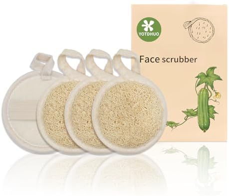 Natural Loofah Facial Scrubbers(6Pack),Made of Natural Shower Luffa Sponge for Women Gets Your Face Clean