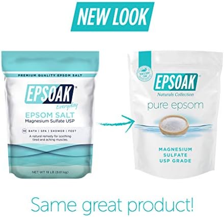 Epsoak Epsom Salt 19 lb. Magnesium Sulfate USP, Resealable Epsom Salt Bulk Bags Unscented, Made in The USA, Cruelty-Free Certified