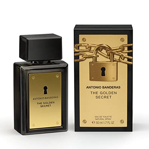 Banderas Perfumes - The Golden Secret - Eau de Toilette Spray for Men - Long Lasting - Masculine, Casual and Elegant Fragrance - Mint, Apple and Spicy Notes - Ideal for Day Wear - 1.7 Fl Oz