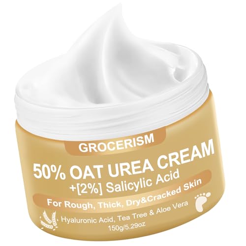 Urea Cream 50 Percent for Feet Maximum Strength 5.29 oz with Oat and 2% Salicylic Acid, Foot & Hand Cream included Hyaluronic Acid, Tea Tree and Aloe Vera for Deep Moisturizing, Callus Removing
