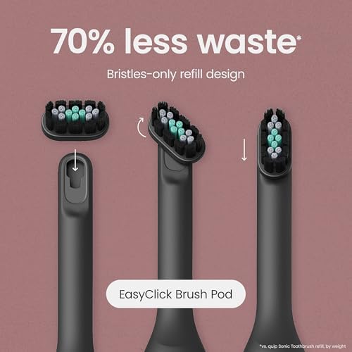 Quip Ultra Next Generation Smart Toothbrush - Timed Electric Toothbrush with Case - Replaceable Brush Head, Soft Bristles, Silicone Handle, 30-Day Battery Life - Travel Toothbrush - Eclipse