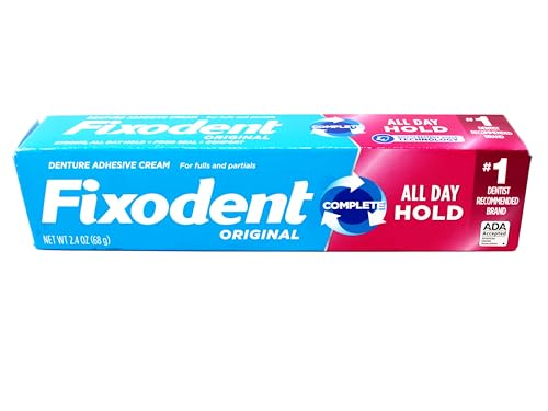 Fixodent Denture Adhesive Cream Original, All Day Hold for Fulls and Partials, 2.4 oz, (Pack of 4)