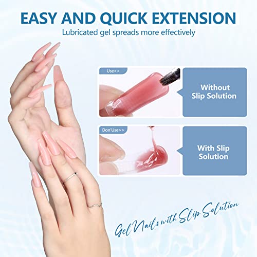 Morovan Poly Gel Slip Solution: 8 oz Slip Solution Nail Extension Gel Liquid Set with Travel Bottle Anti-Stick Liquid for Polygel Nails Smooth Easy Cleaner DIY Nail Extension