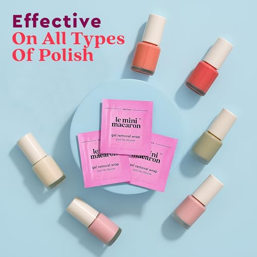 Le Mini Macaron Gel Nail Polish Remover Wraps | Easy, At-Home Soak Off Pads, Gel Polish Remover for Nails | Shellac Removal | Vegan, Cruelty-Free, 9-Free Formula - 100 Wraps