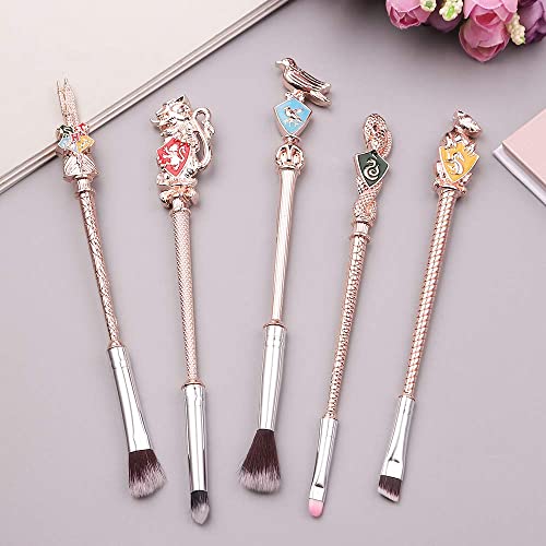 【2 Color Options】Metal Wand Gifts Makeup Brushes Set Wi-zard Wand Makeup Brushes Set Make Up Brushes for Women - Brushes Holder Pot Not Included HP_RoseGold_5PCS
