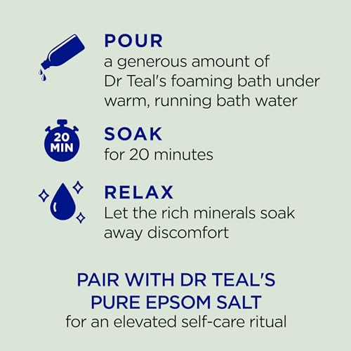 Dr Teal's Foaming Bath with Pure Epsom Salt, Relax & Relief with Eucalyptus & Spearmint, 62.5 fl oz
