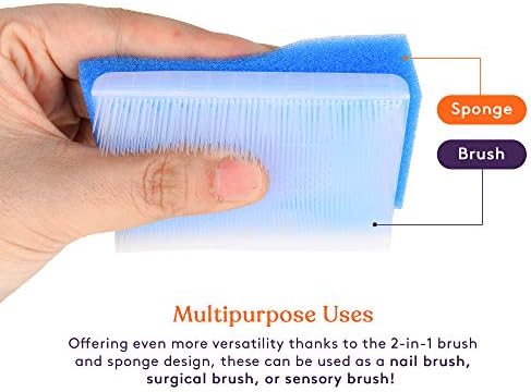 Special Supplies (12 Pack) Baby Bath Sponges Soft Foam Scrubber with Cradle Cap Bristle Brush - Body, Hair, and Scalp Cleaning - Gentle on Infant, Toddler Sensitive Skin - Great Sensory Feel